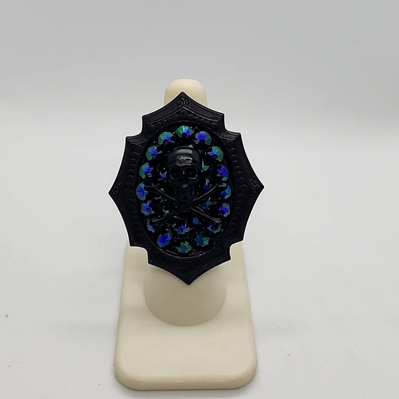 GASOLINE GLAMOUR SKULL BONES RHINESTONE MINI RING - Picture 1 of 5